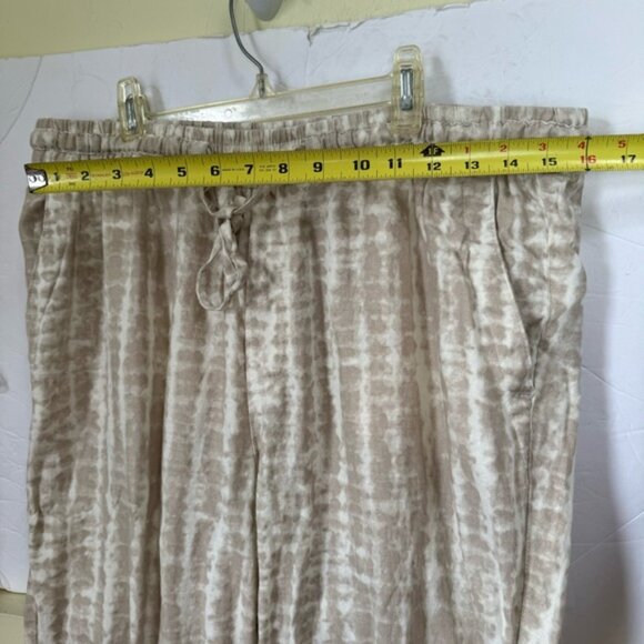 Old Navy Linen High Waisted Straight Pants PullOn Tie Dye Blend Neutral Pockets - Picture 13 of 16